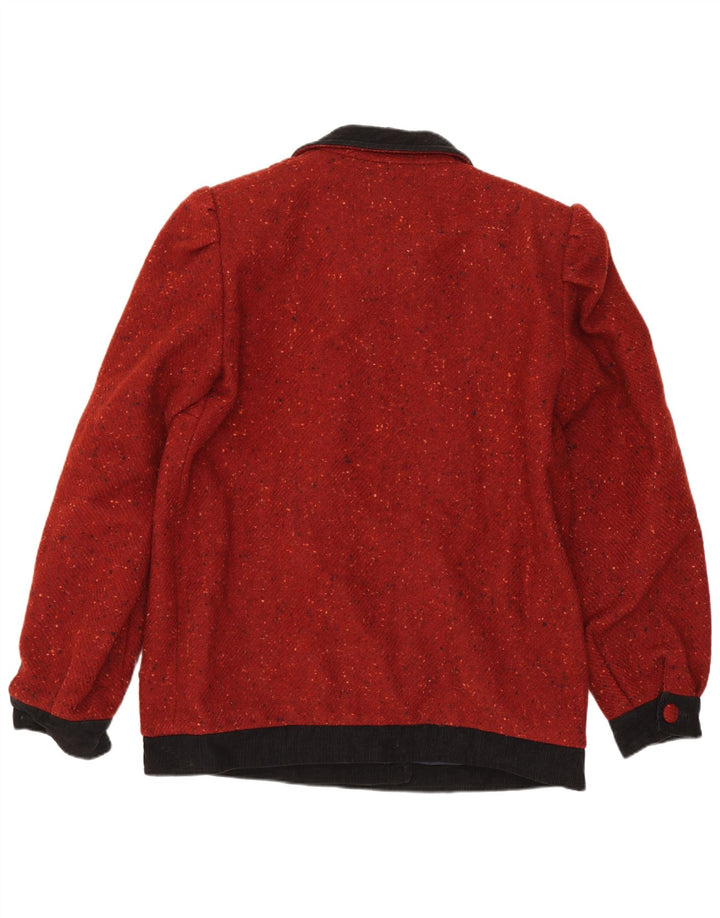 Jaqueta bomber feminina vintage Reino Unido 16 grande borgonha manchada