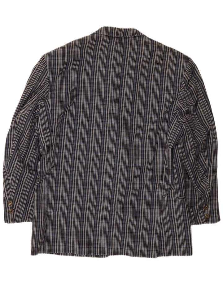 Jaqueta blazer masculina Green Fox com 2 botões e manga 3/4 Reino Unido 38 xadrez azul médio