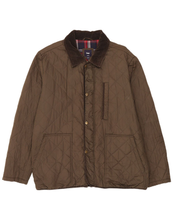 Jaqueta acolchoada feminina Gap UK 42 XL Khaki Colourblock Poliéster