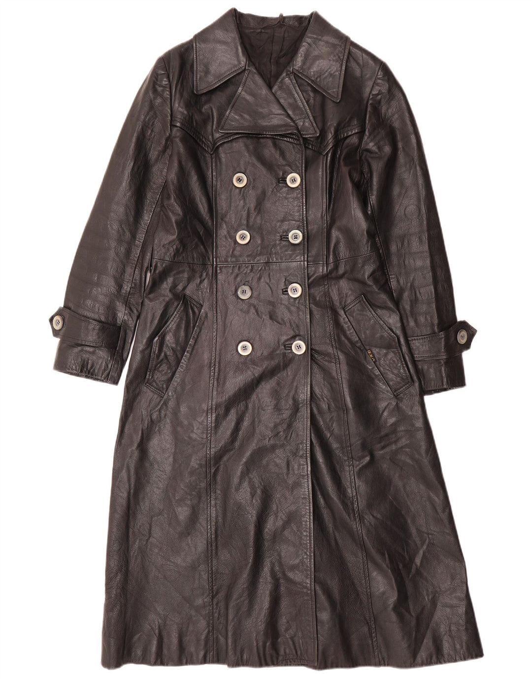 Casaco de couro feminino VINTAGE UK 12 couro preto médio