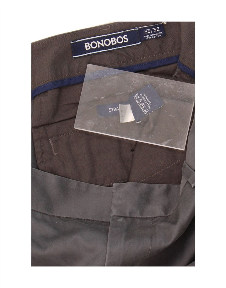 BONOBOS Mens Straight Chino Trousers W33 L32 Grey Cotton Vintage BONOBOS and Second-Hand BONOBOS from Messina Hembry 