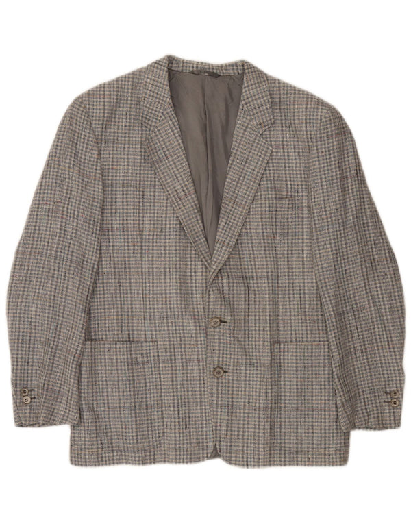 Jaqueta blazer masculina vintage com 2 botões IT 48 Viscose xadrez cinza médio
