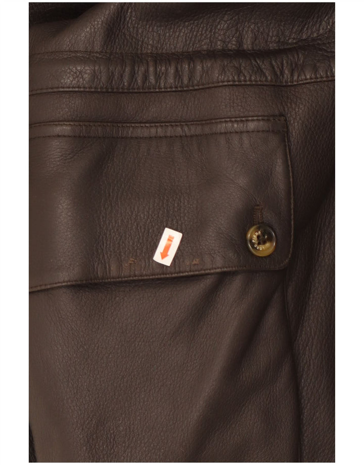 Jaqueta de couro masculina Loro Piana UK 44 2XL couro marrom
