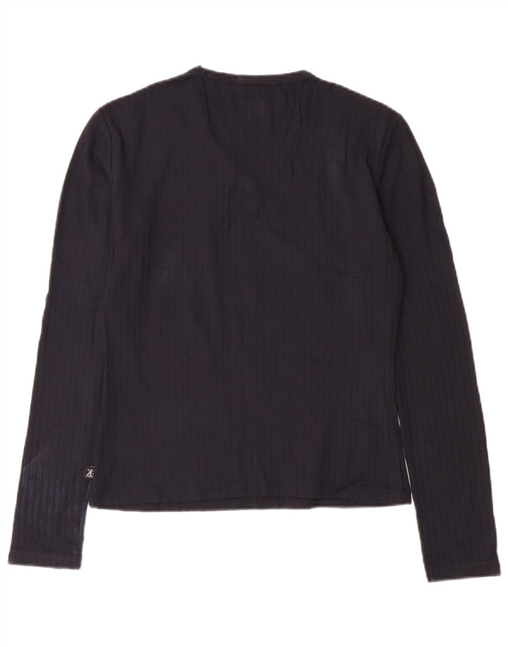 CALVIN KLEIN JEANS Top feminino manga comprida UK 12 médio azul marinho poliamida