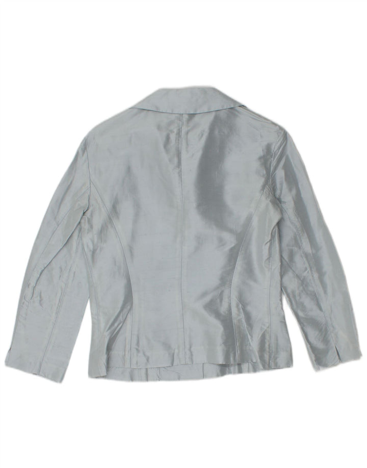 Conjunto de saia feminina Alberto Biani com 3 botões e 2 peças IT 42 médio W26 seda azul