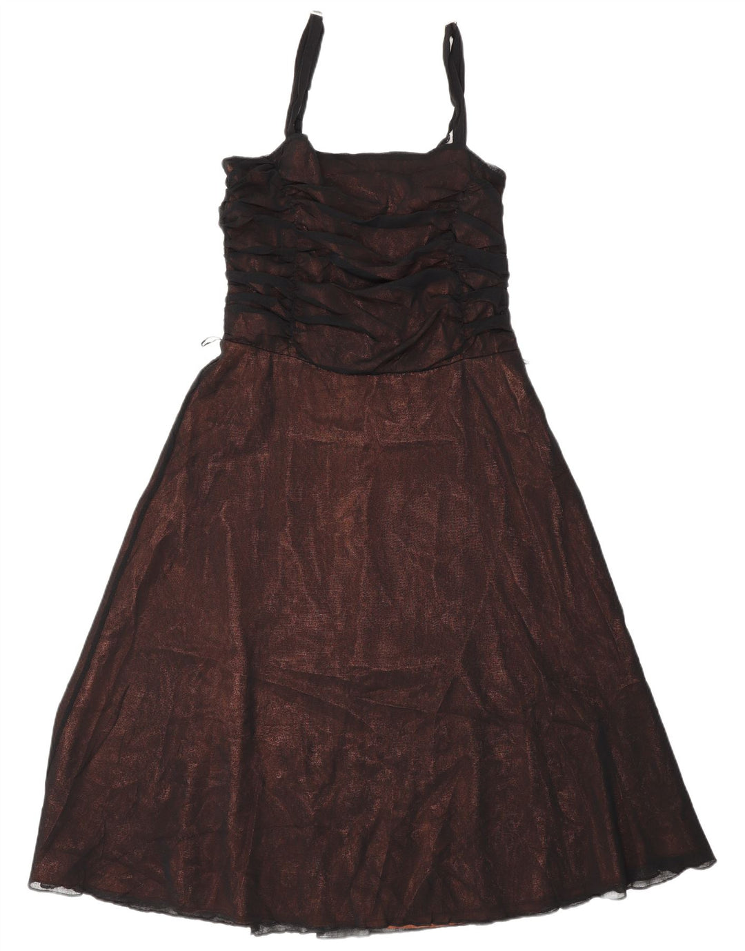 Vestido feminino Marks & Spencer Autograph sem mangas em linha A Reino Unido 14 marrom médio
