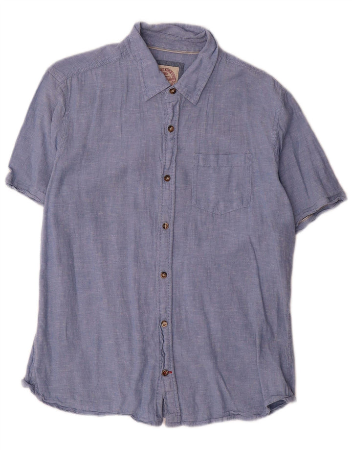 Camisa masculina de manga curta Fat Face algodão azul médio
