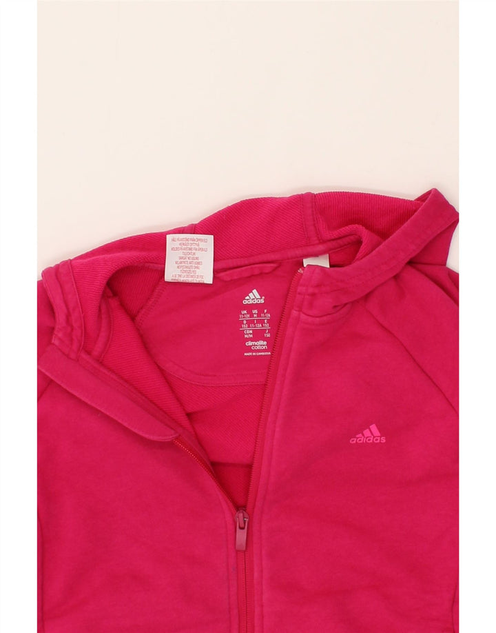 ADIDAS Girls Climalite Zip Hoodie Sweater 11-12 Years Pink Cotton Vintage Adidas and Second-Hand Adidas from Messina Hembry 