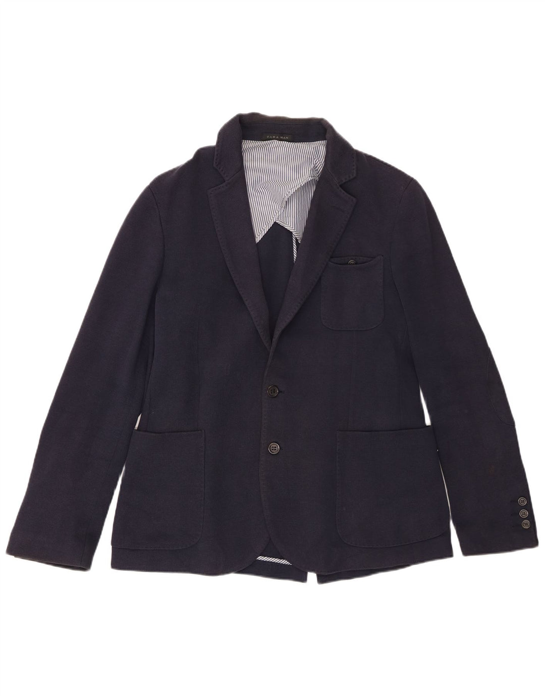 Jaqueta blazer masculina Zara com 2 botões EU 50 algodão azul marinho médio
