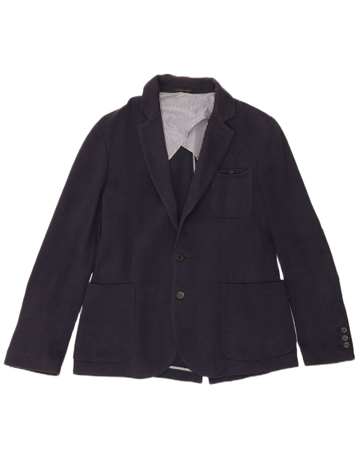 Jaqueta blazer masculina Zara com 2 botões EU 50 algodão azul marinho médio