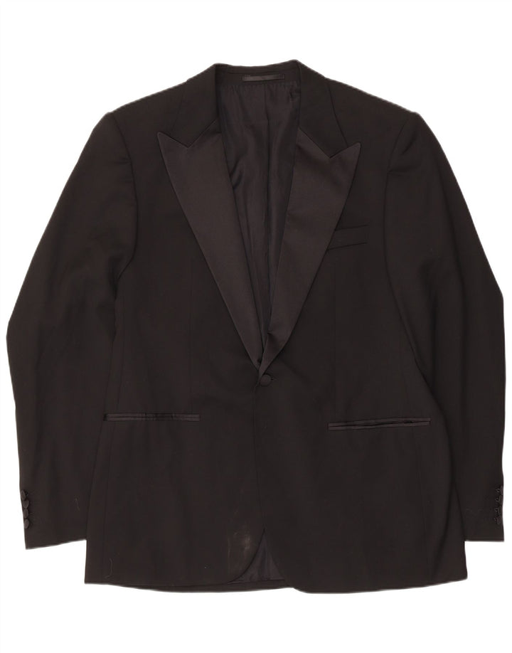 Jaqueta blazer masculina Hugo Boss com 1 botão Reino Unido 50 grande lã virgem preta