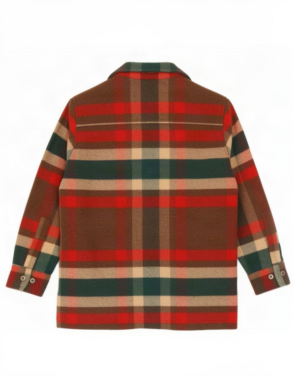 Camisa masculina vintage de flanela média vermelha xadrez acrílica