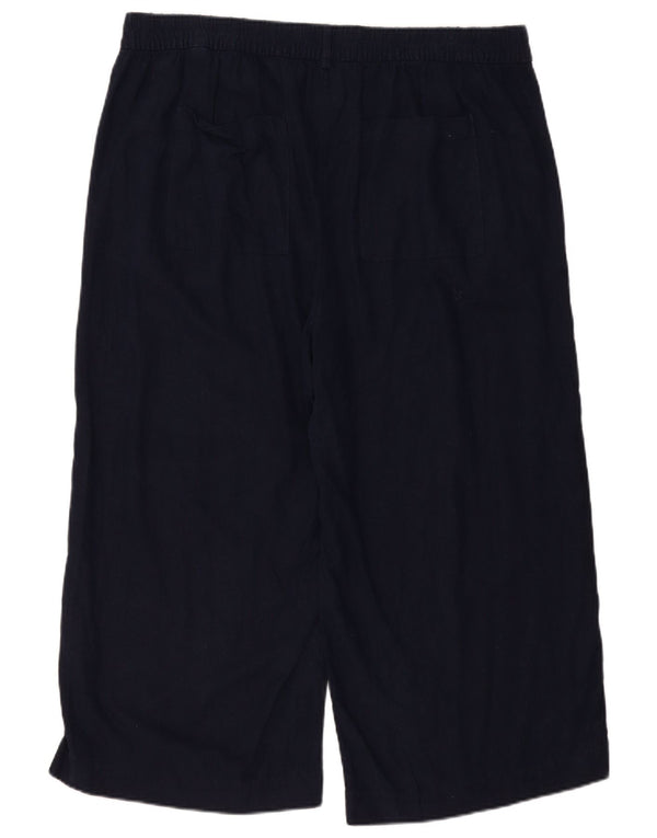 Calça capri feminina Marks & Spencer Reino Unido 20 2XL W40 L23 linho azul marinho