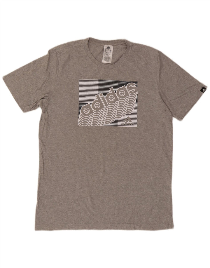 Camiseta masculina Adidas Graphic Top cinza médio algodão manchado