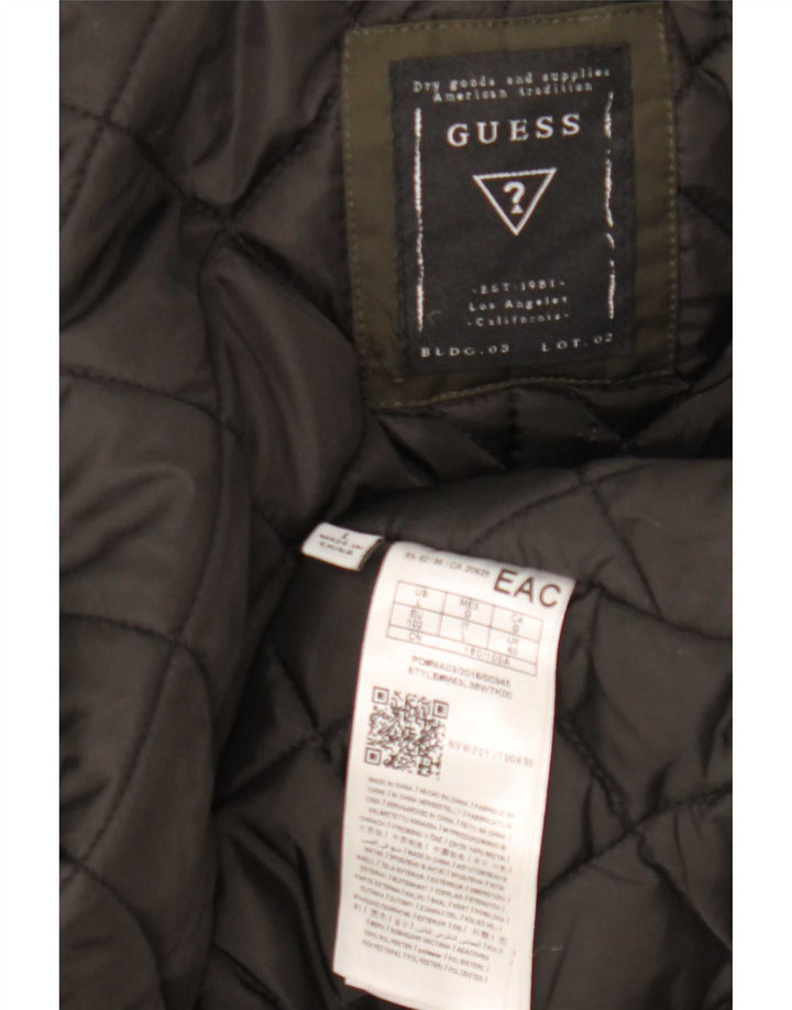 Jaqueta Parka com capuz militar masculina Guess Reino Unido 40 poliéster cáqui grande