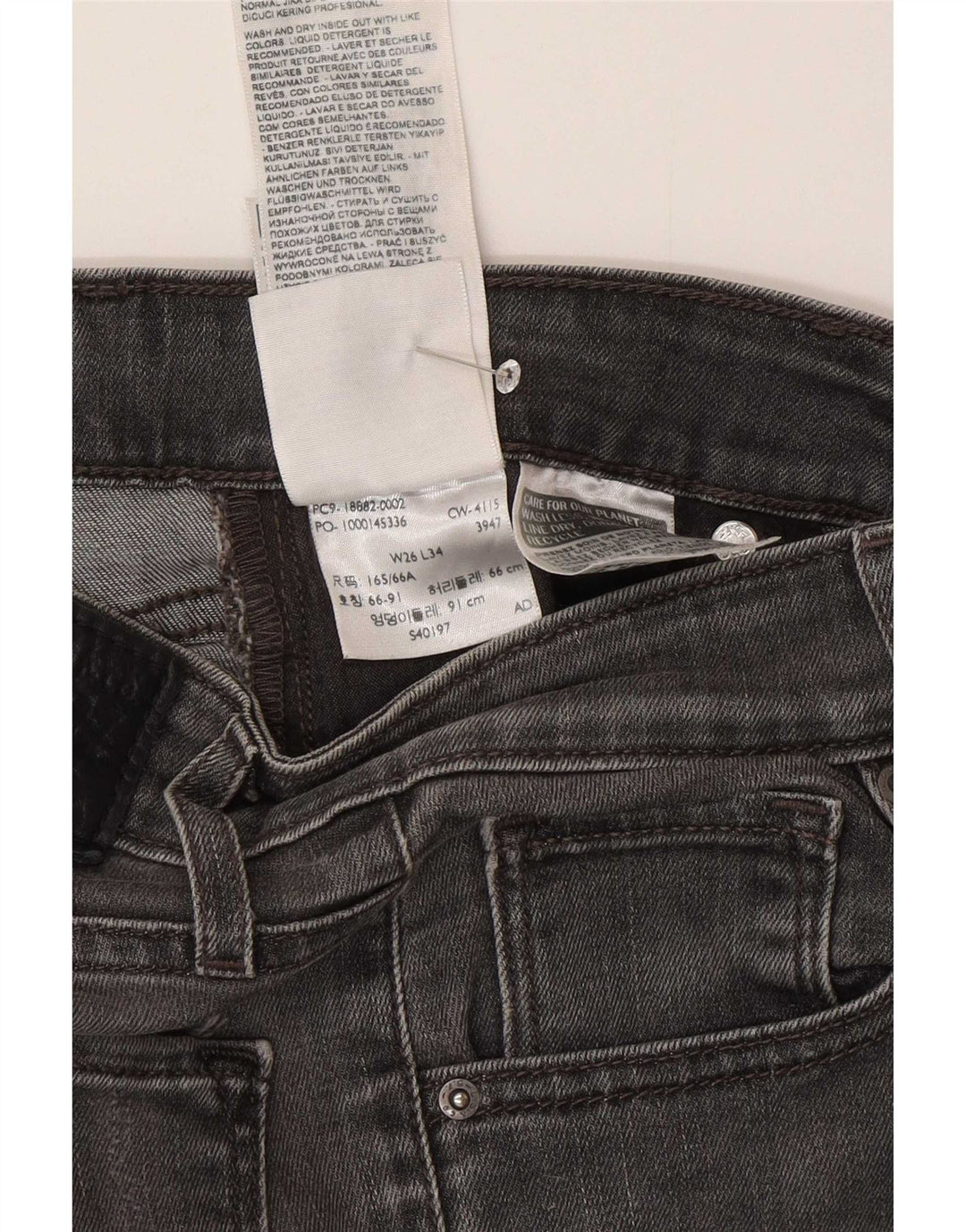 Jeans skinny feminino Levi's W26 L34 algodão cinza