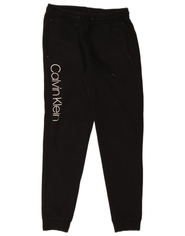 Calvin Klein Calça masculina de treino gráfico joggers pequeno algodão preto