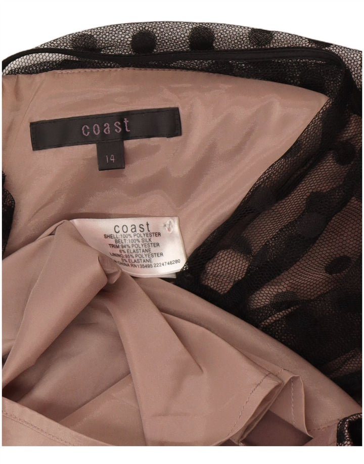 Vestido feminino Coast com bainha manga 3/4 Reino Unido 14 médio preto bolinhas poliéster
