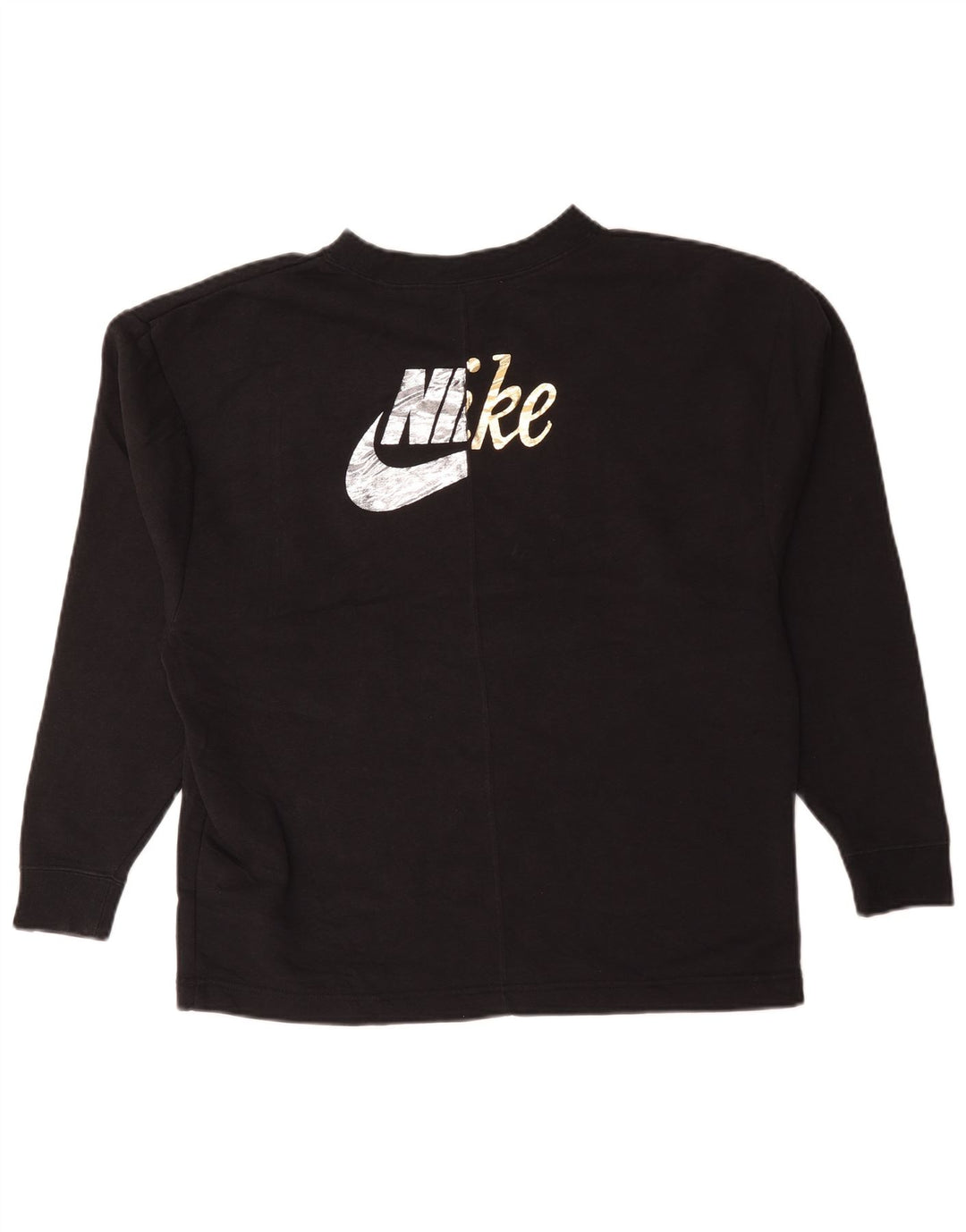 Moletom feminino Nike gráfico oversized Jumper UK 10 pequeno algodão preto