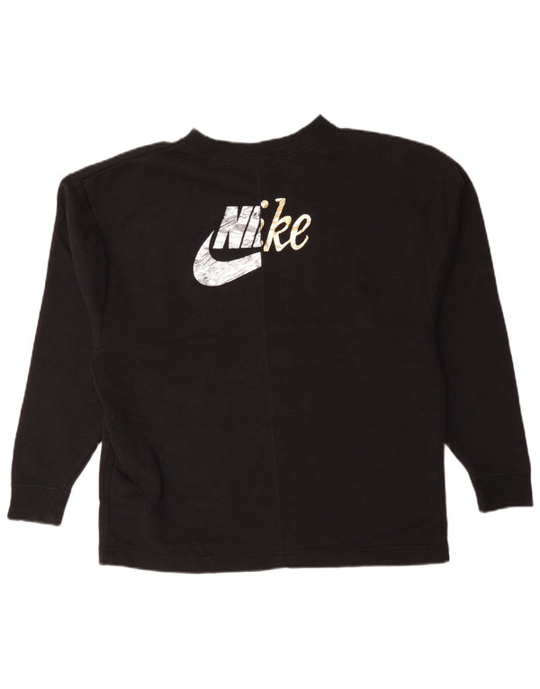 Moletom feminino Nike gráfico oversized Jumper UK 10 pequeno algodão preto
