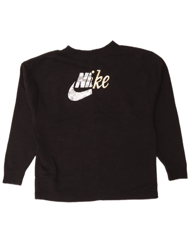 Moletom feminino Nike gráfico oversized Jumper UK 10 pequeno algodão preto