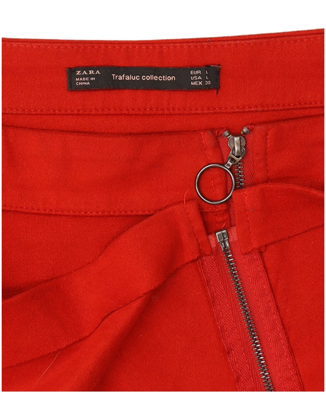 Zara Womens Trafaluc Mini Saia Grande W32 Poliéster Vermelho