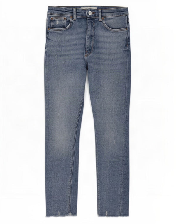 Calça jeans skinny feminina Zara com cintura alta EU 38 pequeno W24 L25 algodão azul