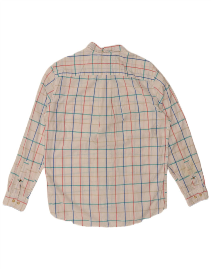 TOMMY HILFIGER Camisa masculina clássica de ajuste médio branco xadrez algodão