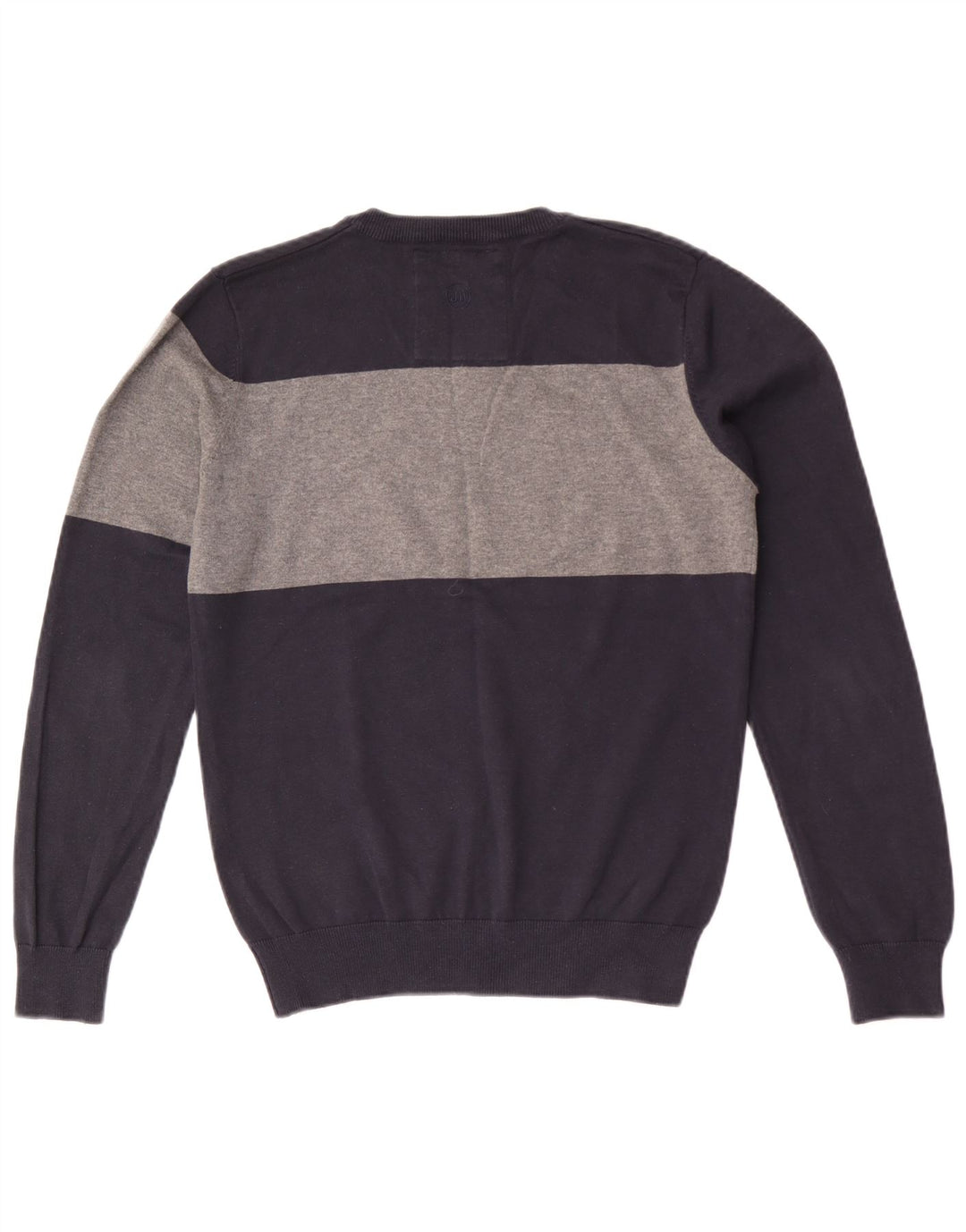 Suéter masculino Jack & Jones com decote em V médio azul marinho algodão colorblock