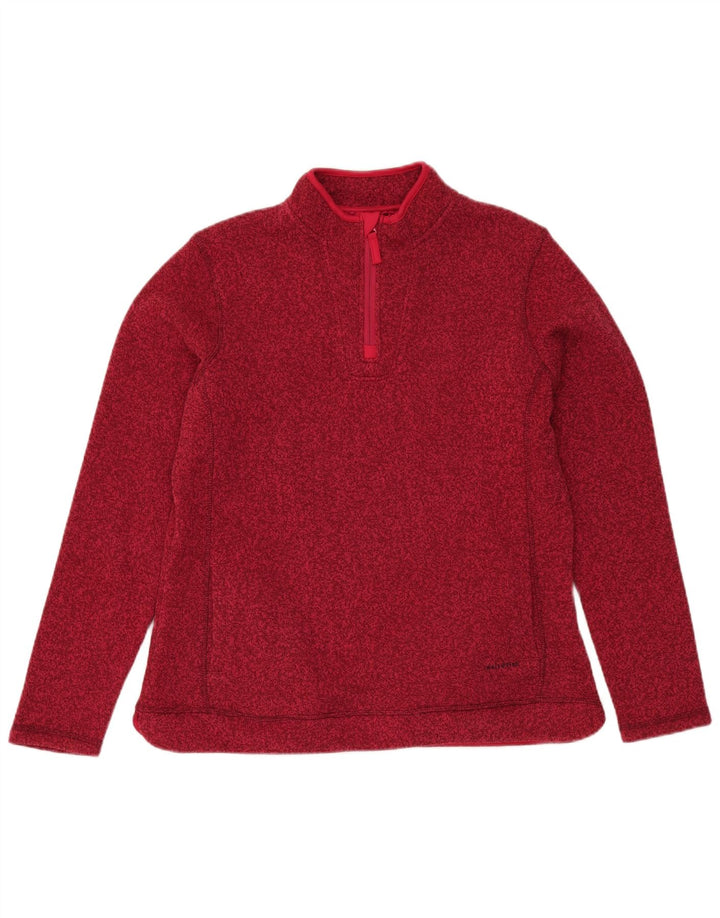 Moletom feminino Weird Fish com zíper e gola alta Reino Unido 16 grande vermelho manchado