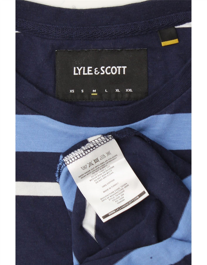 Camiseta masculina LYLE & SCOTT Top médio de algodão listrado azul marinho