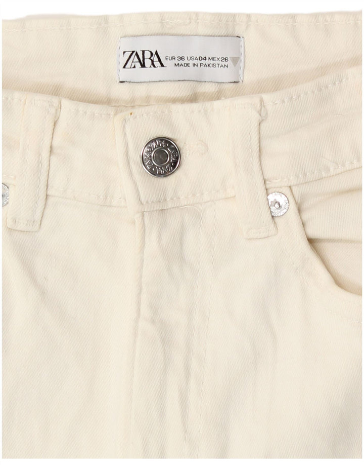 Calça jeans reta feminina Zara EU 36 XS W26 L25 algodão branco