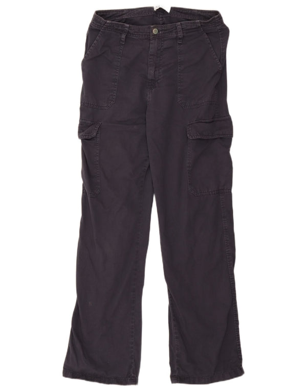 Calça cargo reta feminina Zara EU 38 pequeno W28 L31 azul marinho