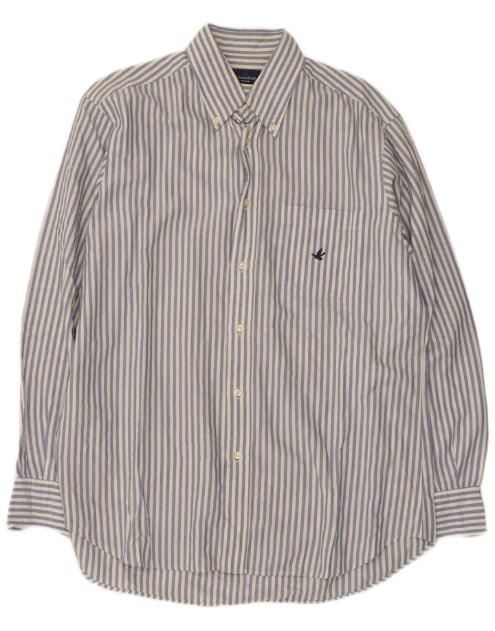 Camisa masculina Brooksfield tamanho 40 algodão listrado azul médio