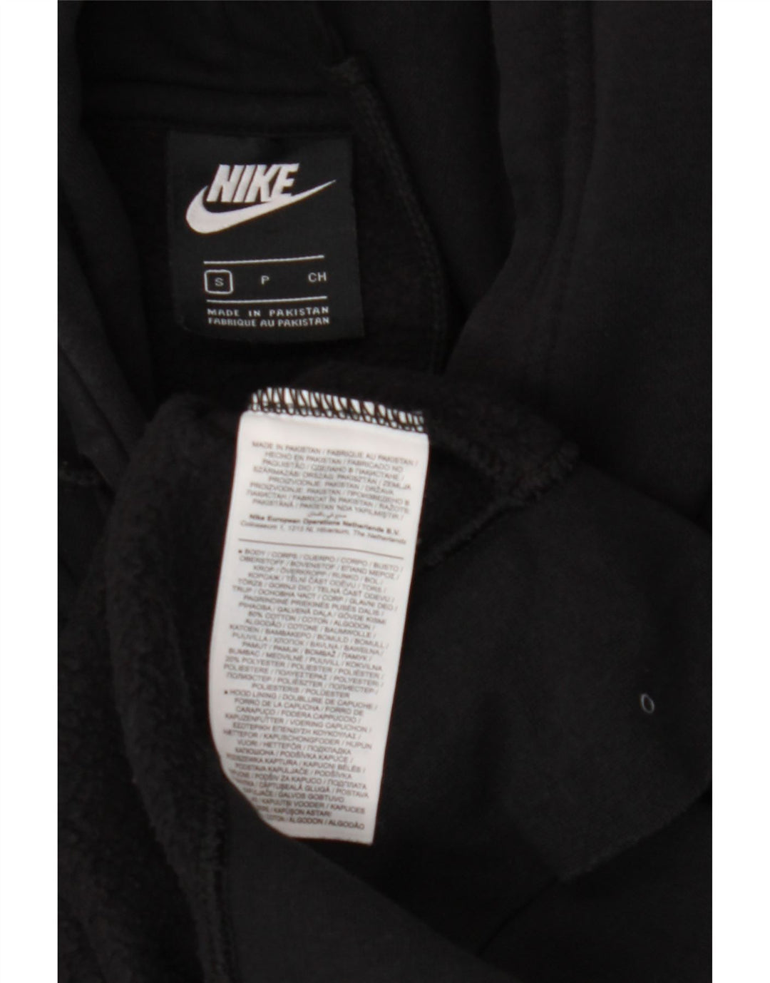NIKE Womens Oversized Hoodie Jumper UK 10 Pequeno Algodão Preto