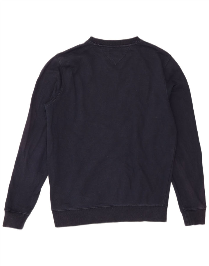 Tommy Hilfiger moletom gráfico masculino jumper médio azul marinho algodão