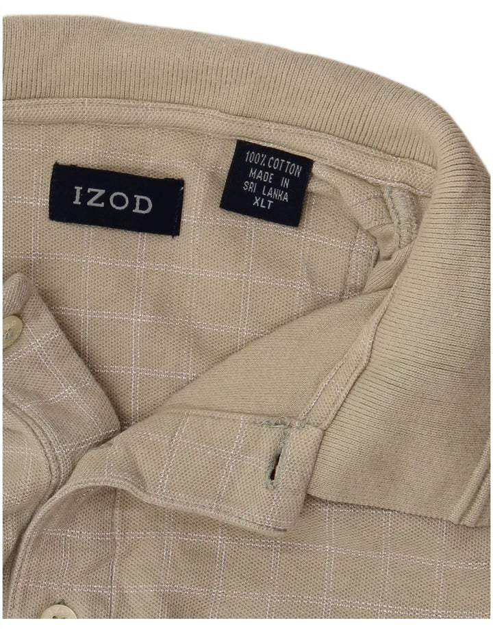 Camisa polo masculina alta Izod XL algodão geométrico verde