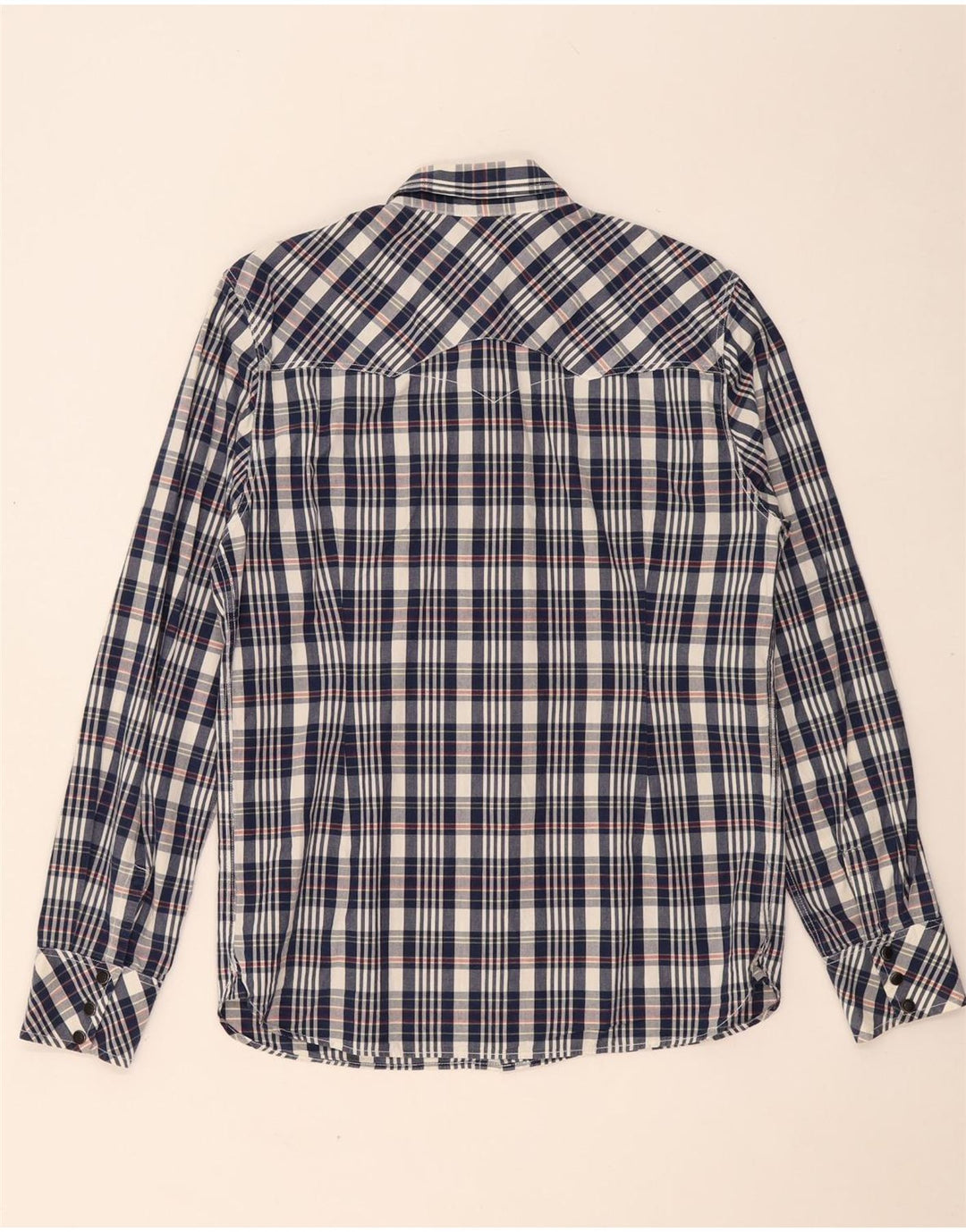 Camisa masculina LEVI'S média xadrez azul marinho de algodão