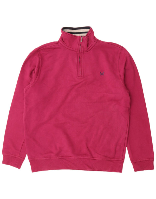 Crew Clothing Mens Zip Neck Moletom Jumper Grande Algodão Rosa