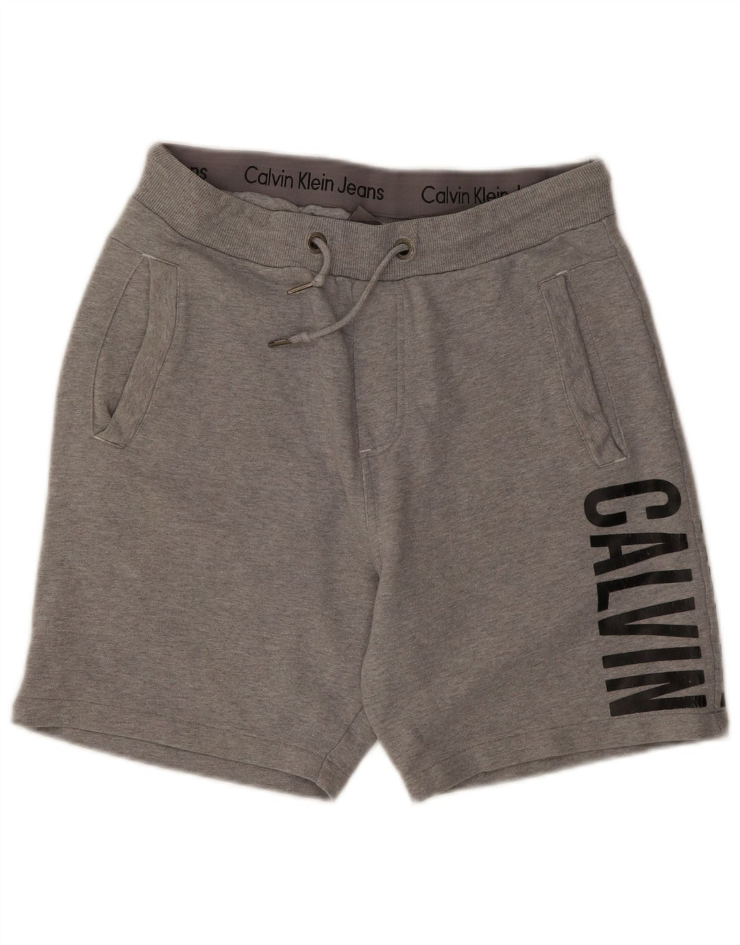 Shorts esportivos gráficos masculinos Calvin Klein grande algodão cinza