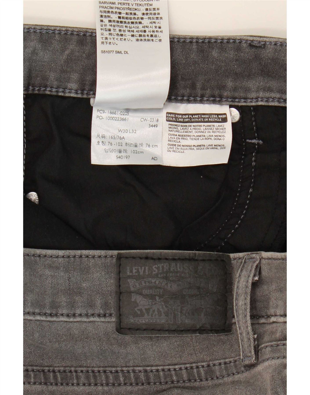 Calça jeans feminina Levi's 711 skinny W30 L32 cinza algodão