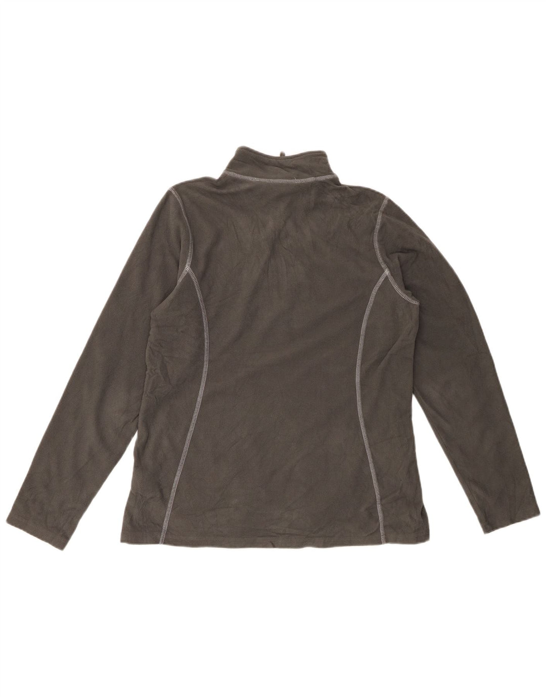 EDDIE BAUER Suéter feminino de lã com zíper e gola UK 16 grande poliéster cinza
