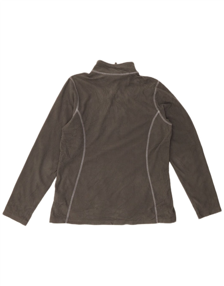 EDDIE BAUER Suéter feminino de lã com zíper e gola UK 16 grande poliéster cinza