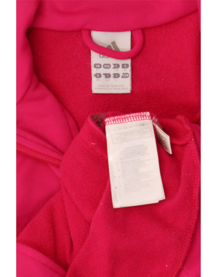 Adidas Womens Tracksuit Top Jacket UK 12 Médio Rosa Poliéster