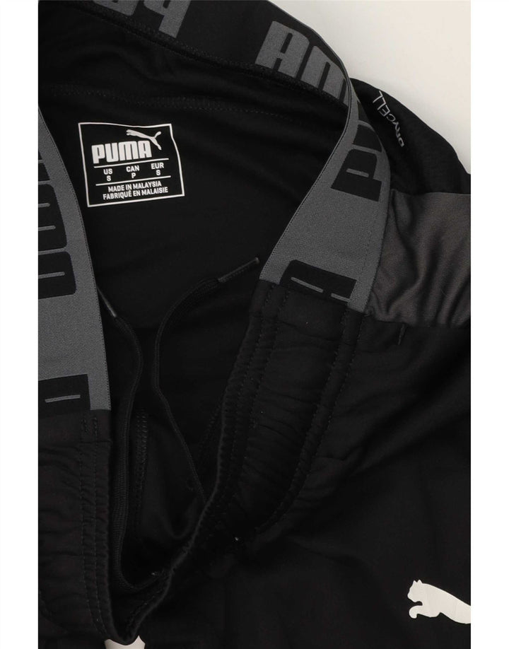 Calça de treino masculina Puma pequena preta colorida em poliéster esportivo