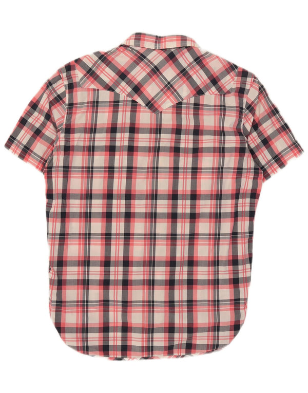 Camisa masculina de manga curta Levi's grande xadrez multicolorida de algodão ocidental