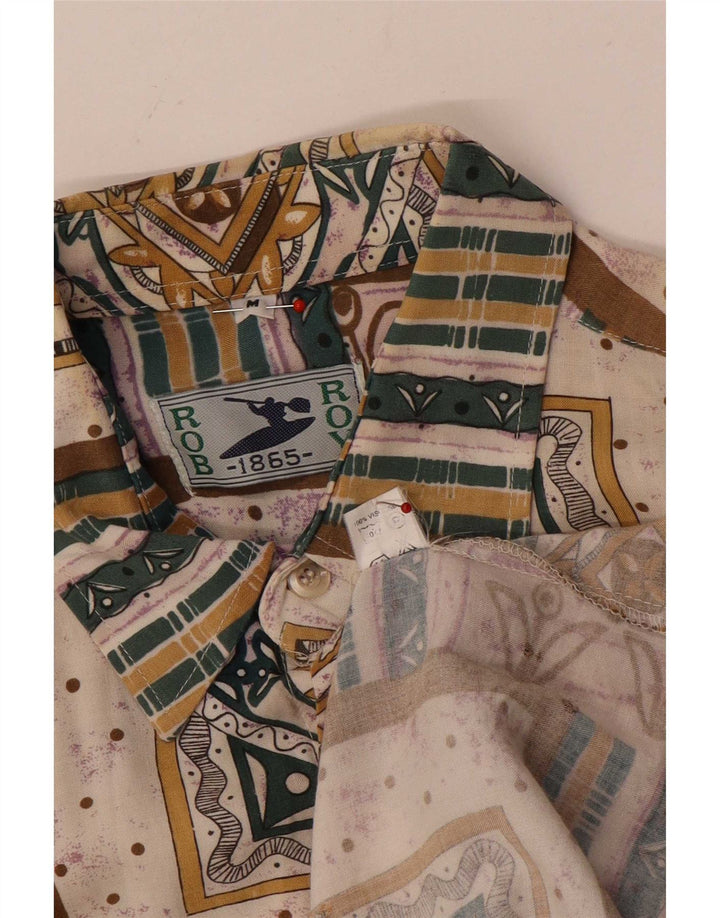 Rob Roy Camisa masculina de manga curta média viscose geométrica multicolorida
