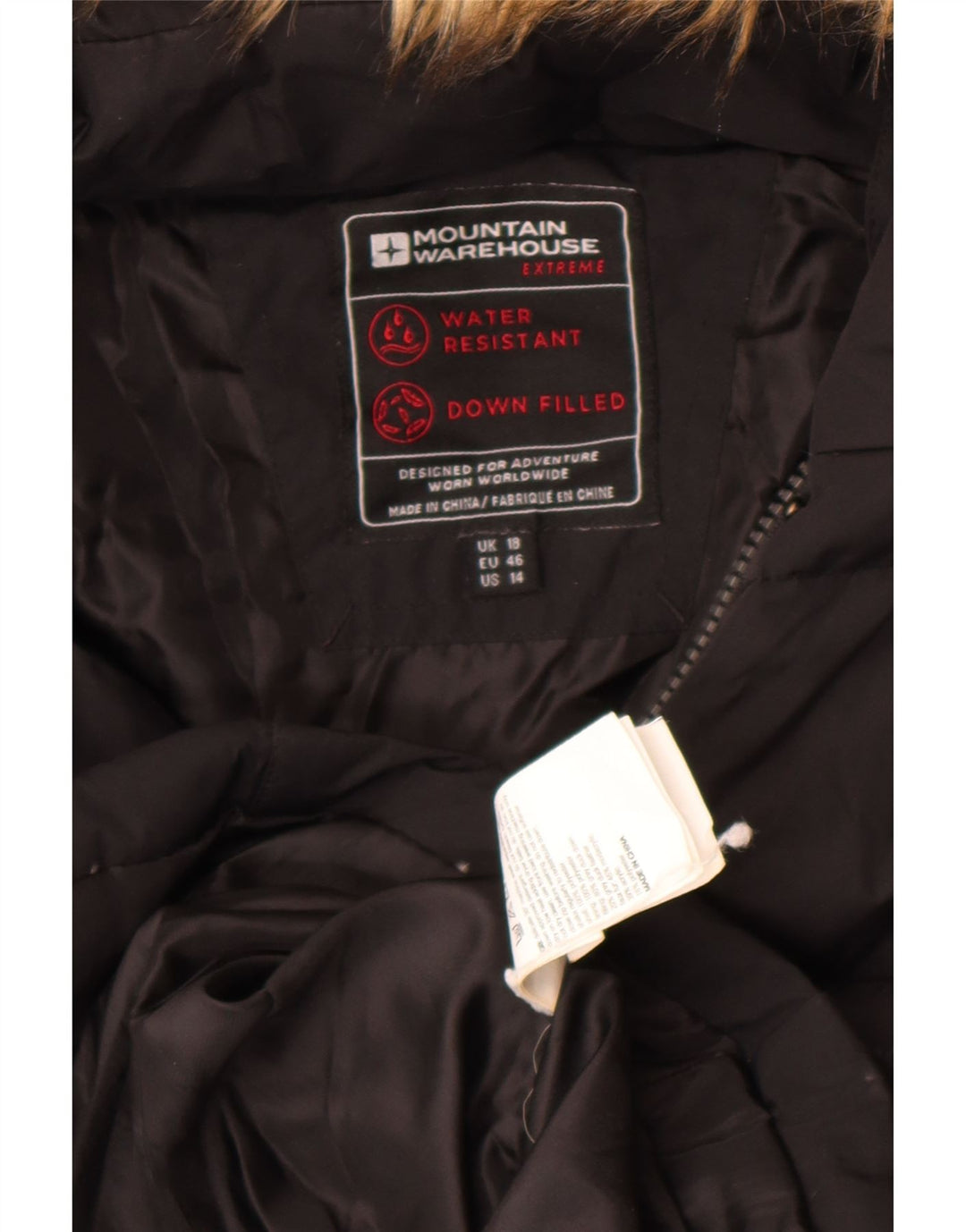 Casaco acolchoado com capuz feminino Mountain Warehouse UK 18 XL poliéster preto