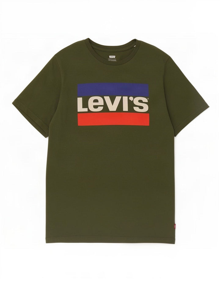 Camiseta gráfica masculina Levi's Top médio de algodão cáqui