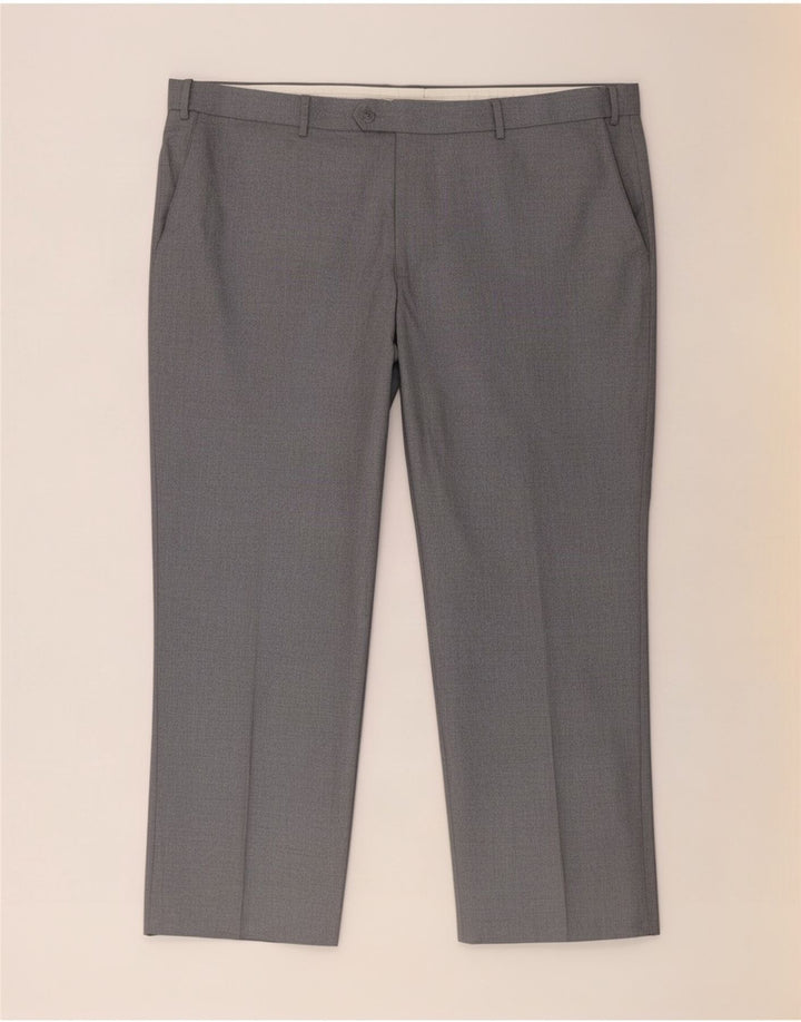 Calça chino reta masculina Marks & Spencer W44 L29 poliéster cinza